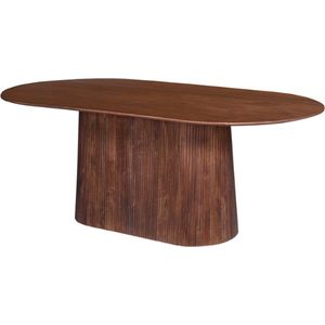 Ovale lichtbruine tafel 'Miguel' - 200 cm | Massief mangohout | H76 x B200 x D100 cm