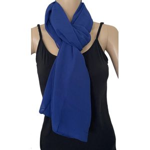 Dames lange dunne sjaal 12703 170/70cm kobalt blauw