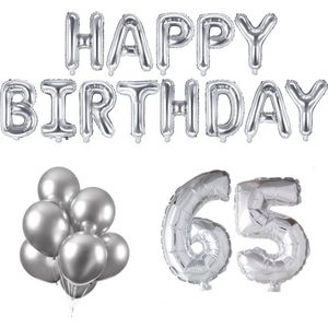 65 jaar Verjaardag Versiering Ballon Pakket Zilver