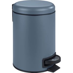 Leman Slateblue, cosmetica-pedaalbak, 3 liter, hoogwaardige badkamer-vuilnisemmer, kleine afvalemmer met geïntegreerde vuilniszakhouder, van gelakt staal in leiblauw, 17 x 25 x 22,5 cm