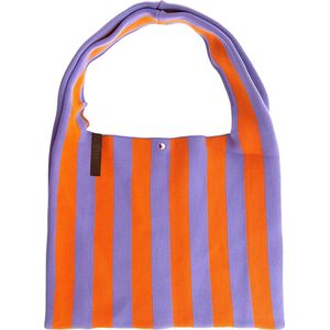 LOT83 Shopper Lois - Tote bag - Boodschappentas - Handtas - Lila / Oranje Gestreept - 35 x 45 cm