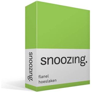 Snoozing - Flanel - Hoeslaken - Eenpersoons - 90x220 cm - Lime