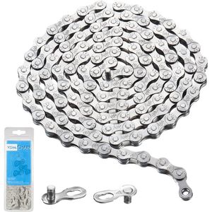 Fietsketting, MTB-ketting 6/7/8-Speed 1/2 x 3/32 inch, 116 schakels, zilver.