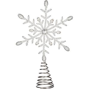 House of Seasons Piek - kerstster - sneeuwvlok - kunststof - zilver/wit - H30 cm