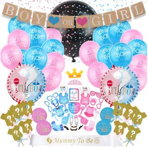 Festivz Gender Reveal Set - Gender reveal versiering - Boy or Girl - Complete Set - Papieren Confetti - Geslachtsbekendmaking - Babyshower - Zwangerschap