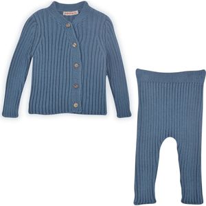 Minora Newborn Baby Kleding Set - Jongens en Meisjes - Winterbroek en vest- Kraamcadeau - Babyshower-Newborn tweedelige gestreepte set- Vest en broek-Indigo -3/6 Maanden