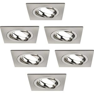 Ledvion - 6X LED Inbouwspot Sevilla - Dimbaar - 3W - 6500K - Ø92 mm - RVS