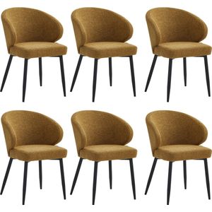Colenis® - Ruby Eetkamerstoel - Set Van 6 – Cappuccino – Bouclé - Design