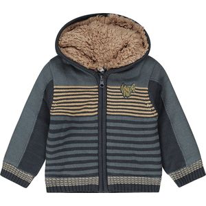 Dirkje - Boys Cardigan with hood Steel blue - jongens vest - maat 92