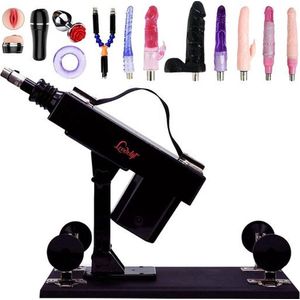 LoveVlijt - Seksmachine met Dildo en vele extra Opzetstukken - Complete Set - Sex Fuck Machine - Penetratie - Krachtige Seksmachine - Voor Mannen en Vrouwen - Discreet - Talloze Standjes - Fuck Machine - Neukmachine - Zwart