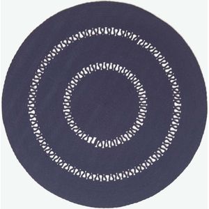 Homescapes Gevlochten Rond Gehaakt Vloerkleed Donkerblauw, 120 cm