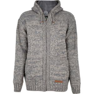 Gebreid Wollen Heren/Uni Vest van Schapenwol met Teddy Fleece voering en vaste capuchon - SHAKALOHA - M Chamonix ZH BeigeGrey XL