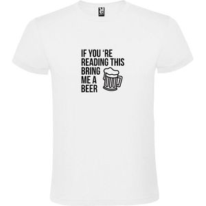 Wit  T shirt met  print van ""If you're reading this bring me a beer "" print Zwart size M