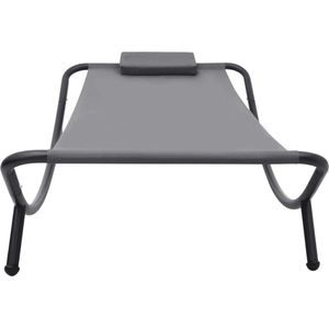 vidaXL Grijs Tuinbed 200x90 cm - Comfort & Stijl Loungebed - Tuinset - Buitendrank - Relaxstoel - Zitzak