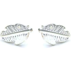 Sieraden - Oorbellen - Knopjes - Veer - Zilverkleurig