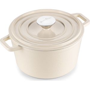 Rosmarino Braadpan - Pannen - Gietijzeren Pan Ø20cm - Pan 1.8L - Kookpannen geschikt voor alle Warmtebronnen - Dutch Oven - PFAS & PFOA vrij - Wit