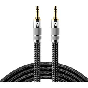 Drivv. Premium AUX Kabel 3.5 mm - Nylon Audio Kabel - Gold Plated - Male to Male - Zilver - 2 meter