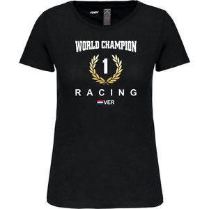 Dames T-shirt krans World Champion 2023 | Max Verstappen / Red Bull Racing / Formule 1 Fan | Wereldkampioen | Zwart dames | maat S
