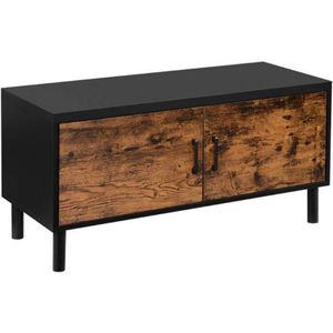 Segenn's Houston Schoenenkast - Industrieel kast - Opberg - Kledingkast - Metaal - Hout - 2 opbergvakken - Bruin - Zwart 76 x 38 x 45 cm