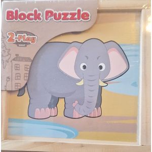 Houten blokpuzzel jungle 9 delig