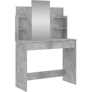 vidaXL Kaptafel - Kaptafels - Kap Tafel - Make-up Tafel - Kaptafel met spiegel 96x39x142 cm betongrijs
