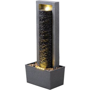 Teamson Home Tuin Buitenfontein Hoge Watervalfontein met Warme LED-verlichting Gelaagd Rotsontwerp Donkergrijs