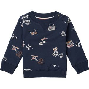 Noppies Boys sweater Troutman long sleeve allover print Jongens Trui - Black Iris - Maat 62