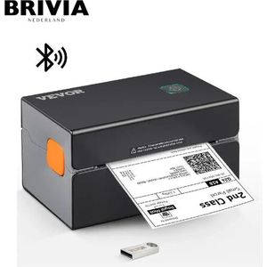 Brivia Draagbare Printer - Thermal Printer - Dymo - Sticker Printer - Draagbaar - Kantoor - School - Label Printer - Incl Power Adapter En USB Kabel - Zwart - Bluetooth