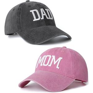 Set met 1 cap Mom roze en en 1 cap Dad antraciet - cap - mom - dad - baby - genderreveal - babyshower