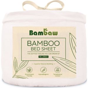 Bamboe Hoeslaken | 1-Persoons Eco Hoeslaken 90cm bij 200cm | Wit | Luxe Bamboe Beddengoed | Hypoallergeen Hoeslaken | Puur Bamboe Viscose Rayon Hoeslaken | Ultra-ademende Stof | Bambaw