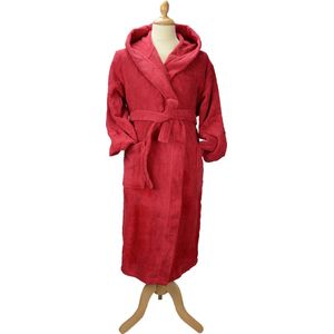 ARTG® Robezz - Badjas met Capuchon - 100% Katoen - Badstof - Donker Rood - Deep Red - Maat L/XL