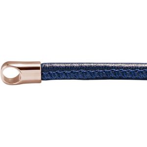 Quiges Leren Ketting Blauw zonder Sluiting Clipring voor Hangers - RVS - Dames - 46cm - EPK092