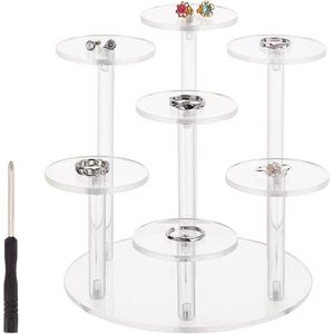 7 niveaus ronde acryl displaystandaard - helder acryl - 6 cm - met schroevendraaier - voor actiefiguren sieraden - cupcake donuts parfum - verzamelobjecten display.