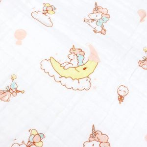 Mousseline babydeken, 6-laags knuffeldeken, katoen, 110 x 110 cm, wikkeldeken, pasgeboren meisje, jongenszachte deken voor bad, handdoek, kinder (roze eenhoorn)