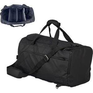 Sporttas voor dames en heren, met organizer, wasnet en schoenenvak, trainingstas, M, zwart, tas voor fitness, gym en reizen (medium, zwart), zwart, Sporttas met organizer en rugzakfunctie