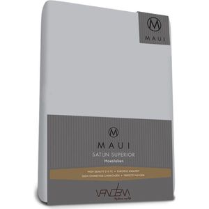 Maui - Van Dem - satijn Topper hoeslaken de luxe 180 x 220 cm zilver grijs
