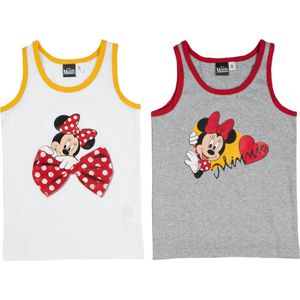 2 pack Meisjes onderhemden - Minnie Mouse - Wit/Grijs