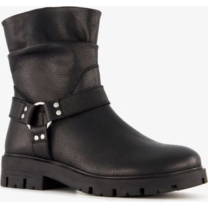 Groot leren meisjes biker boots zwart - Maat 37