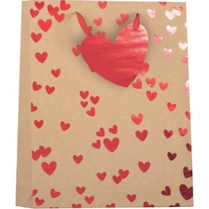 Papieren cadeautas L Kraft hotstamp hart