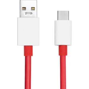 OnePlus USB-A naar USB-C Kabel, 100W - 100cm - TPE Materiaal - Snel opladen - Rood