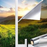Zelfklevende spiegelfolie - ondoorzichtig - 90 x 200 cm - zichtwerend - UV-bescherming - zonwerend - doorzichtig vensterglasfolie - zilver