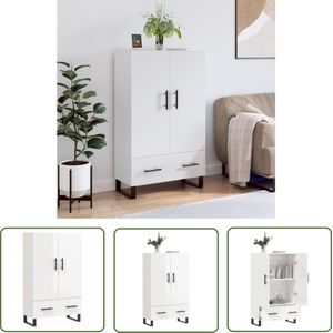 vidaXL Witte Kast - Hoge Kast - Hoge kast 69,5x31x115 cm bewerkt hout hoogglans wit - Houten Kast - Opslagkast - Badkamerkast