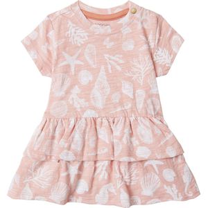 Noppies Girls Dress Cape May short sleeve allover print Meisjes Jurk - Peach Beige - Maat 92