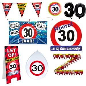 30 jaar verjaardag versiering pakket verkeersbord XL | 30 jaar versiering | 30 jaar feestje