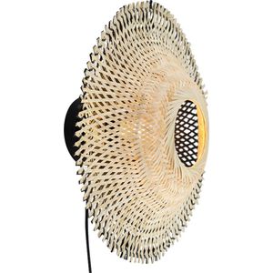 Olucia Cordoba - Landelijke Wandlamp - Aluminium/Rotan - Bruin;Zwart