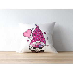 Valentijn Kussen met tekst: gnome hartjes muts | Valentijn cadeau | Valentijn decoratie | Grappige Cadeaus | Geschenk | Sierkussen