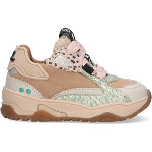 BunniesJR 224875-502 Meisjes Lage Sneakers - Beige/Wit/Groen - Leer - Veters