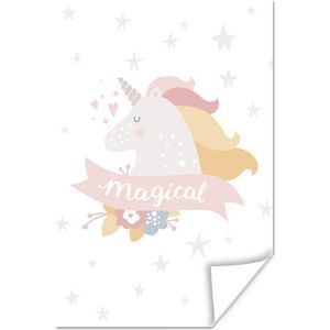 Poster Eenhoorn - Quote - Magie - Roze - Meisjes - Baby - Meiden - 60x90 cm - Poster Babykamer