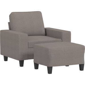 vidaXL - Fauteuil - met - voetenbank - 60 - cm - stof - taupe