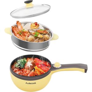 Elektrische Mini-Braadpan met Stoomfunctie - Multifunctionele Hete Pot 20 cm voor Koken en Stomen